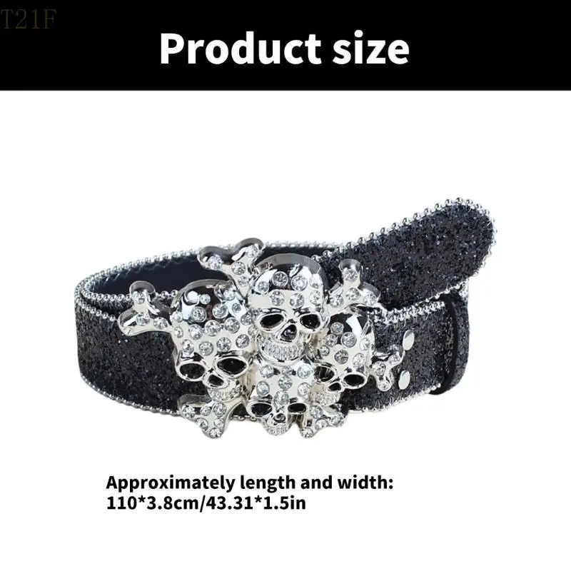 T21F Elegant Rhinestones Belt Skull Embellished Belt Fashionable Youth Waistband
T21F Elegant Rhinestones Belt Skull Embellished Belt Fashionable Youth Waistband
