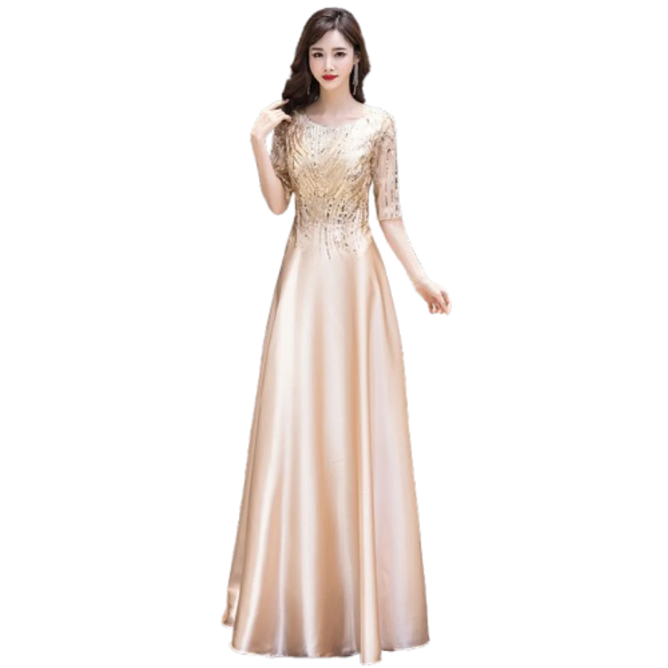 Golden Long Women's Spring Choir Performance Dress Annual Meeting Host Youth Graduation Evening Long Vestido Piedras Brillantes
Golden Long Women's Spring Choir Performance Dress Annual Meeting Host Youth Graduation Evening Long Vestido Piedras Brillantes