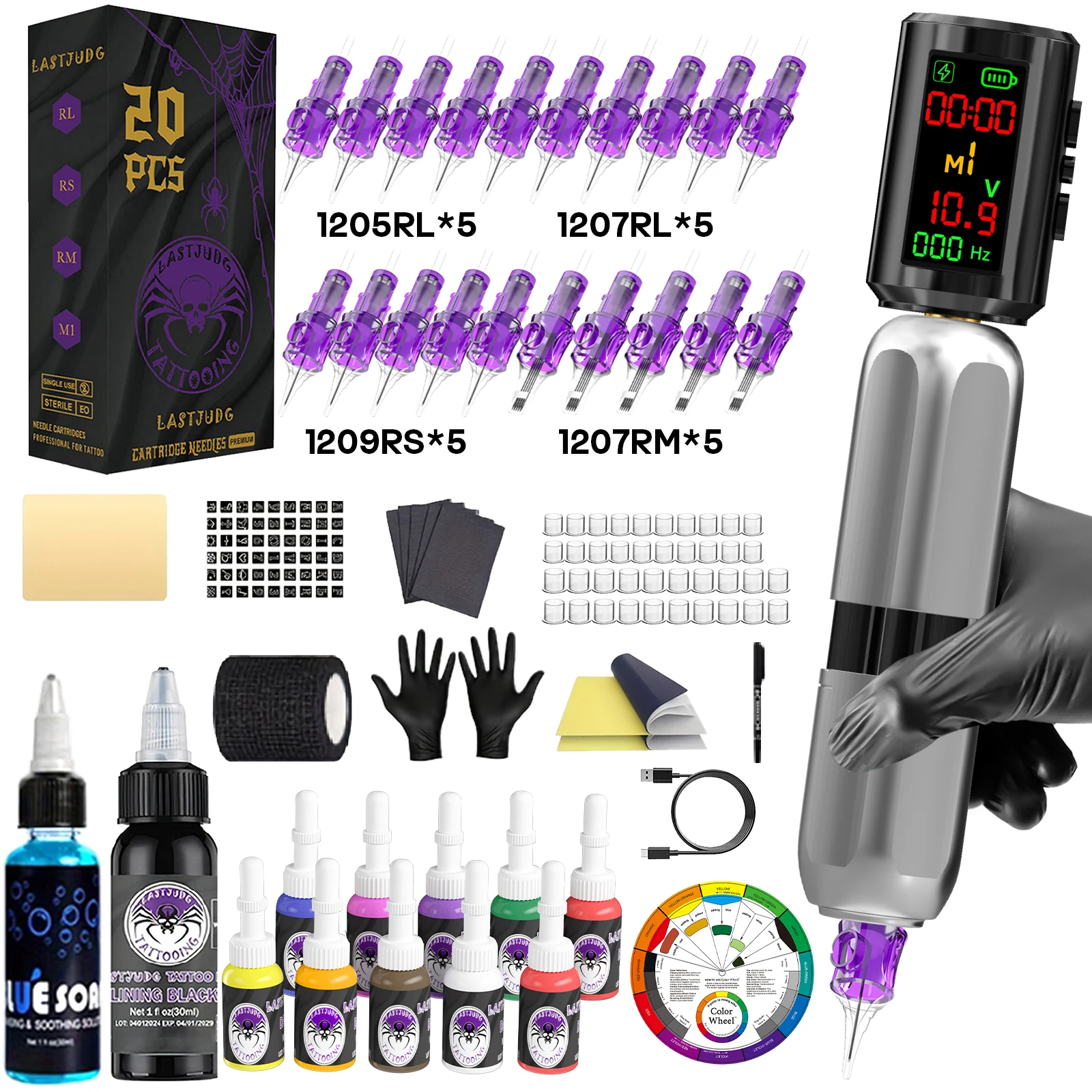 LASTJUDG Tattoo Kit Color Screen Tattoo Pen Kit For Permanent Makeup Tattoo Machine Kit Wireless Tattoo Power Supply Tattoo Kit
LASTJUDG Tattoo Kit Color Screen Tattoo Pen Kit For Permanent Makeup Tattoo Machine Kit Wireless Tattoo Power Supply Tattoo Kit