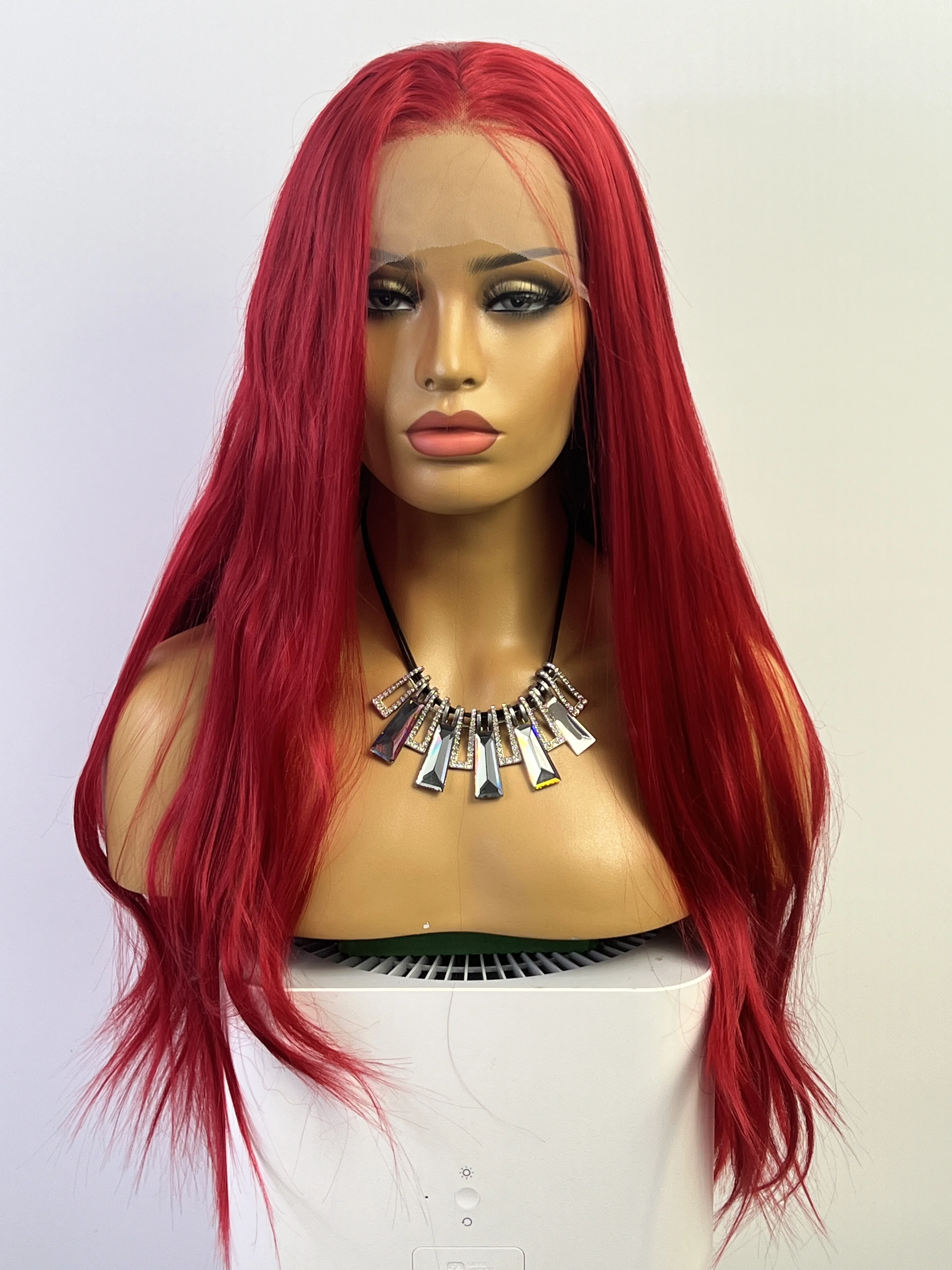 OLEY Red Synthetic Wig Long Straight Hair Wig 13 * 4 Front Lace Mesh Cap Breathable Adjustable In Size Natural Hair 180 Density
OLEY Red Synthetic Wig Long Straight Hair Wig 13 * 4 Front Lace Mesh Cap Breathable Adjustable In Size Natural Hair 180 Density