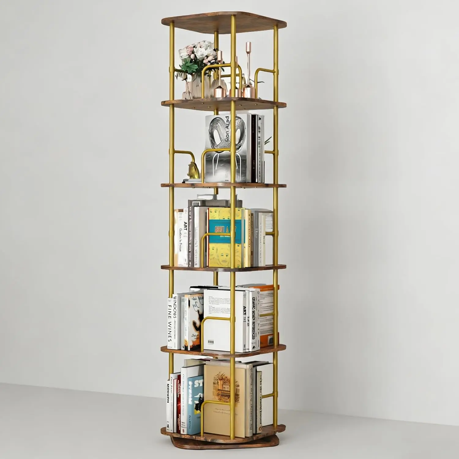 5 Tier Rotating Bookshelf Tower, 360° Spinning Storage Organizer for Small Spaces, Square Revolving Bookcase
5 Tier Rotating Bookshelf Tower, 360° Spinning Storage Organizer for Small Spaces, Square Revolving Bookcase