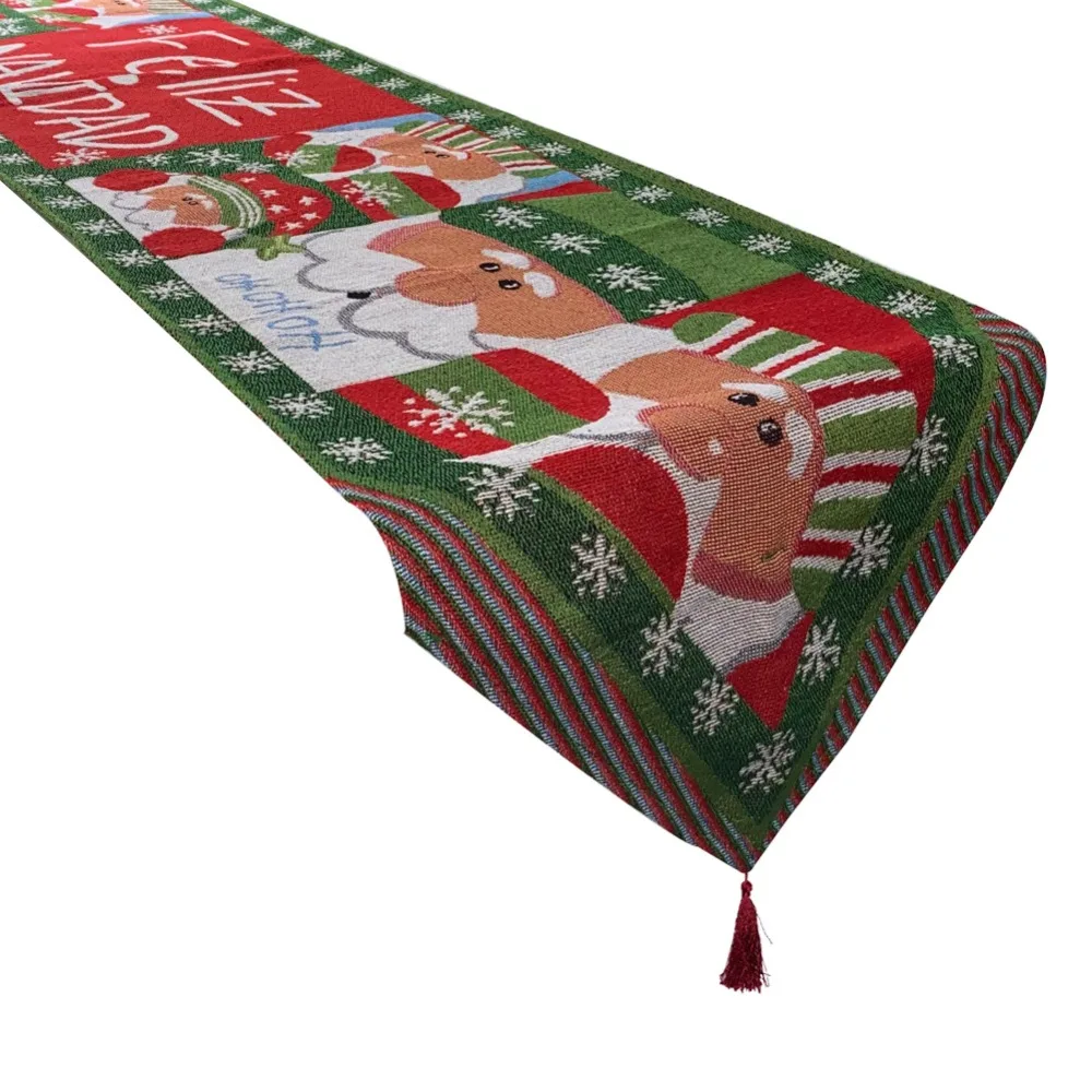 Household Tassel Christmas Table Runner Snowman Printed Long Table Cover Rectangle Knitted Cloth Tablecloth Hotels
Household Tassel Christmas Table Runner Snowman Printed Long Table Cover Rectangle Knitted Cloth Tablecloth Hotels