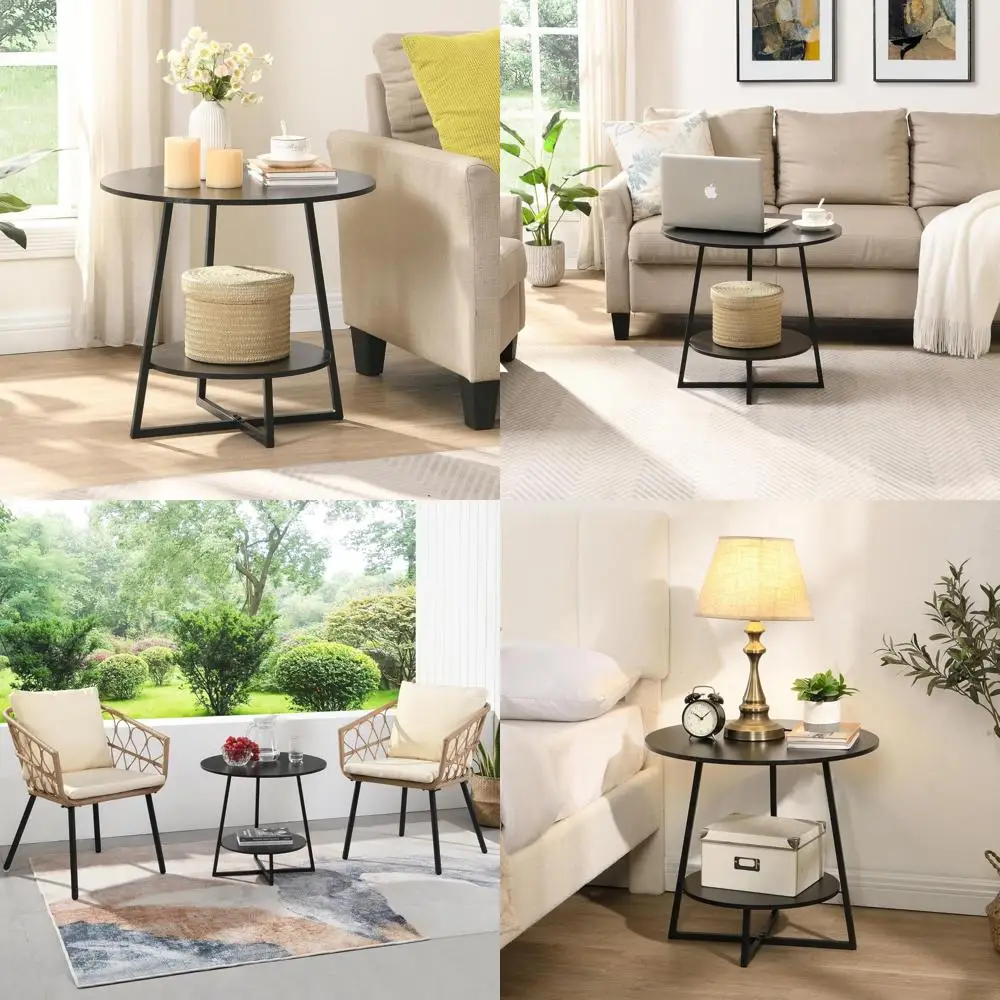 Компактный двухуровневый круглый деревянный столик с полкой для хранения для гостиной и небольших помещений, акцентный диван-столик для современного домашнего декора
Компактный двухуровневый круглый деревянный столик с полкой для хранения для гостиной и небольших помещений, акцентный диван-столик для современного домашнего декора