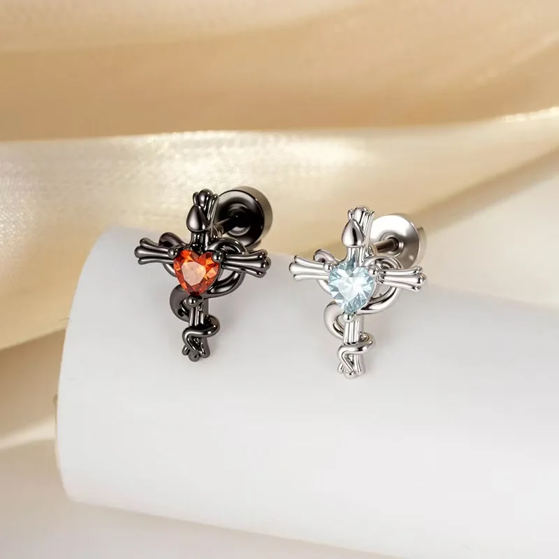 1PC Women's Snake-Shaped Entwined Cross Heart Earring with Dainty Zircon Titanium steel Flat Back Screw Stud Piercing Jewelry
1PC Women's Snake-Shaped Entwined Cross Heart Earring with Dainty Zircon Titanium steel Flat Back Screw Stud Piercing Jewelry