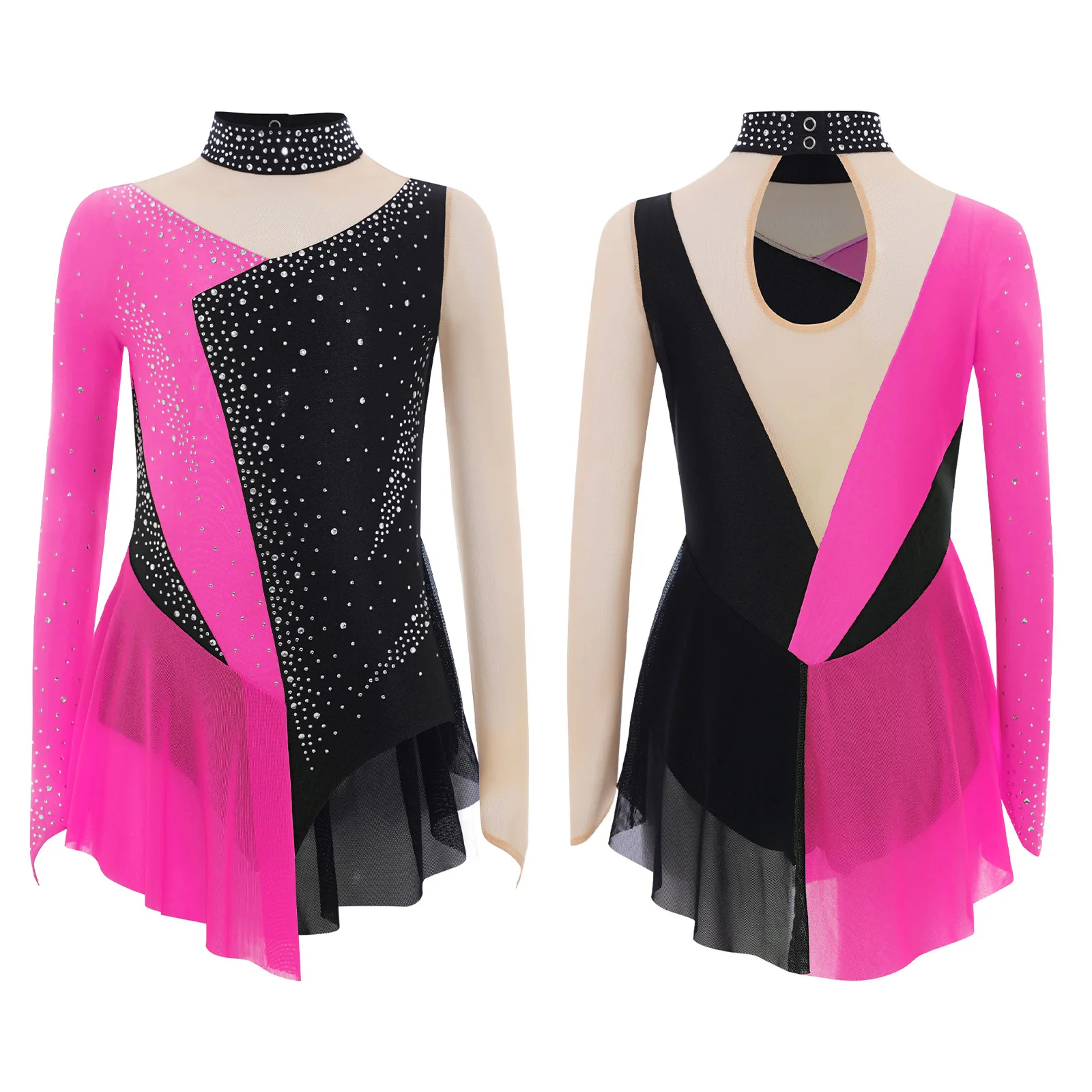 Kids Girls Figure Skating Rhinestones Ballet Gymnastics Dress Sheer Mesh Long Sleeve Leotard Performance Competition Costume
Kids Girls Figure Skating Rhinestones Ballet Gymnastics Dress Sheer Mesh Long Sleeve Leotard Performance Competition Costume