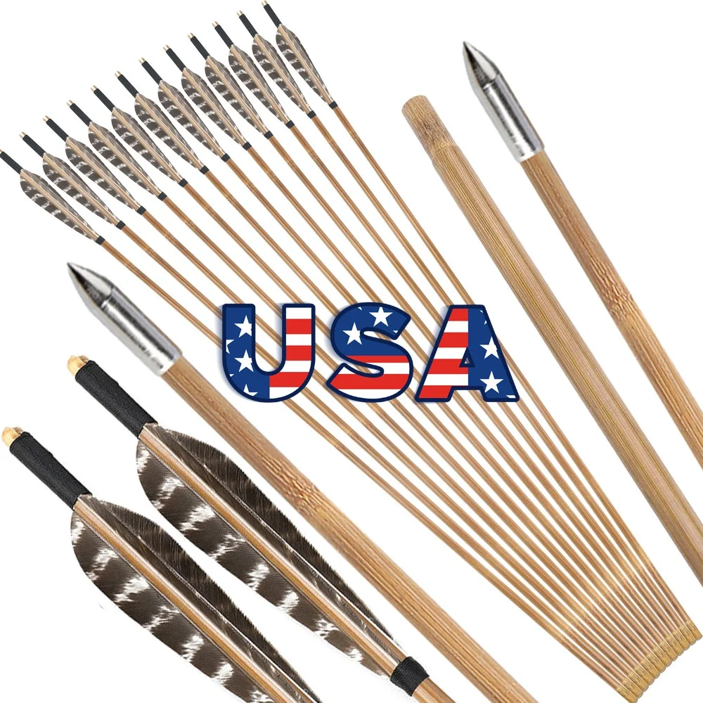 Bamboo Arrows 12pcs 85cm OD 8mm 5 Inch Turkey Feather 125 Grain Tips for Traditional Longbow Hunting Target Practice
Bamboo Arrows 12pcs 85cm OD 8mm 5 Inch Turkey Feather 125 Grain Tips for Traditional Longbow Hunting Target Practice