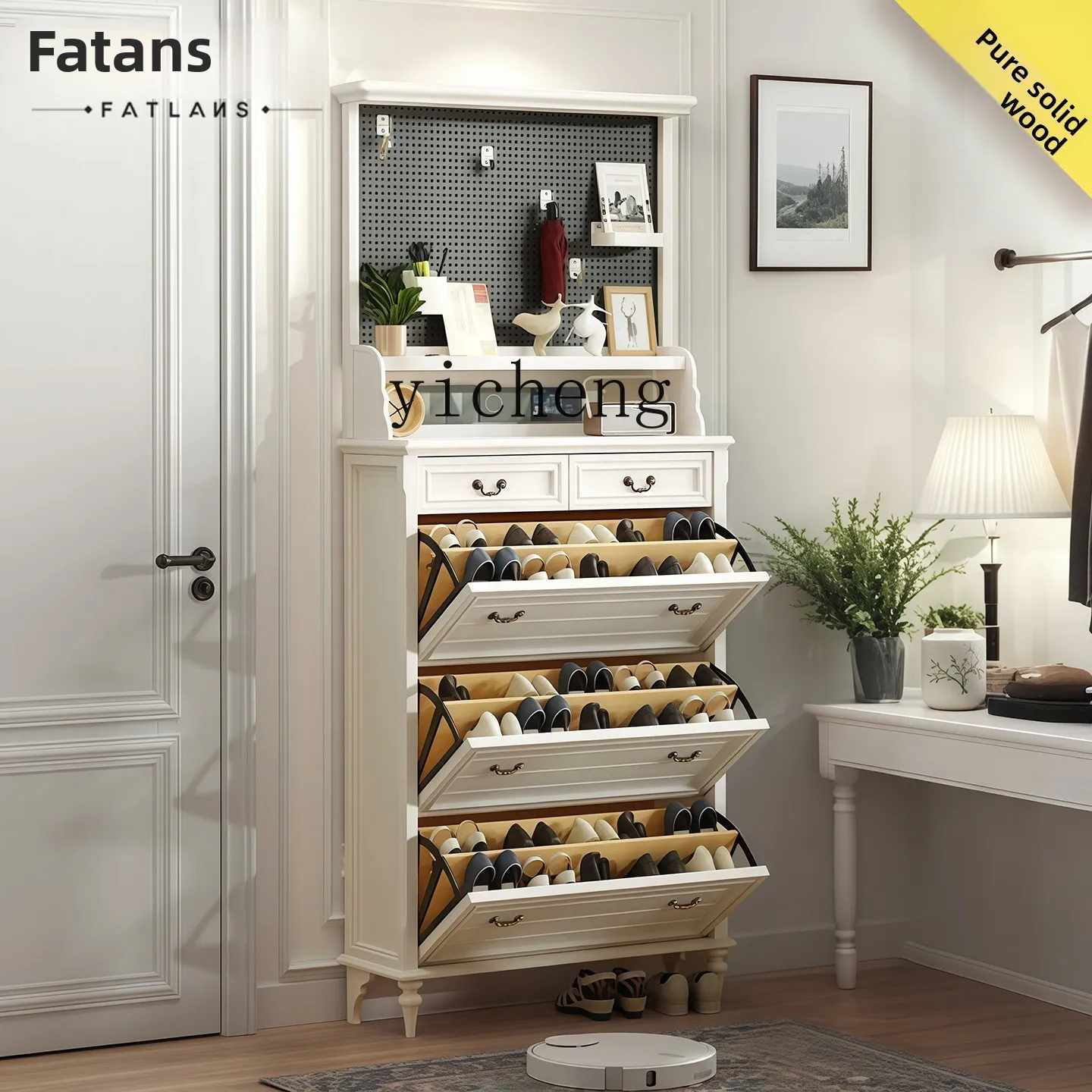 ZZ pure solid wood cream wind ultra-thin home hole board shoe cabinet coat rack integrated
ZZ pure solid wood cream wind ultra-thin home hole board shoe cabinet coat rack integrated