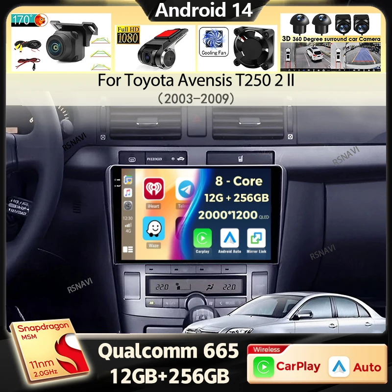 Android 14 For Toyota Avensis T250 2 II 2003 2004 2005 - 2009 Car Radio Navigation Multimedia Player GPS WiFi+4G Carplay Auto
Android 14 For Toyota Avensis T250 2 II 2003 2004 2005 - 2009 Car Radio Navigation Multimedia Player GPS WiFi+4G Carplay Auto