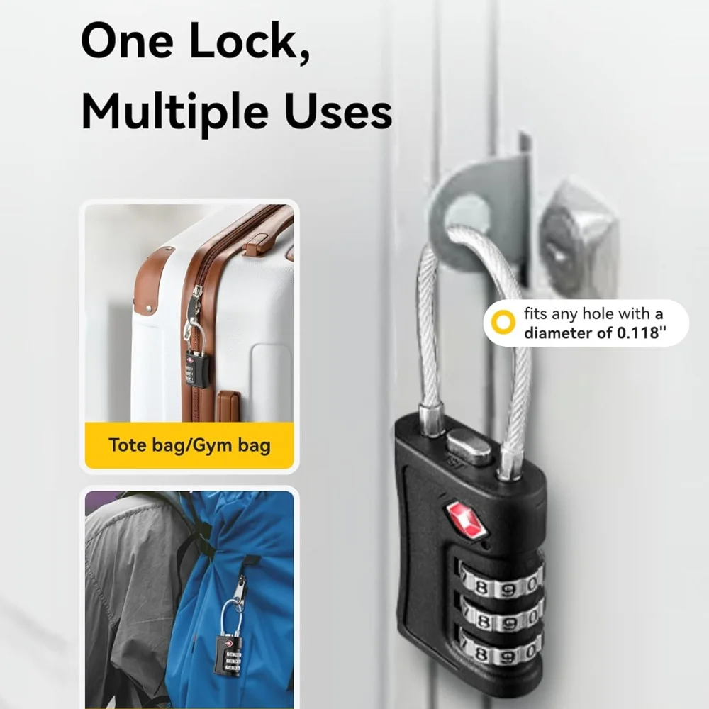 4 Pack Customs Code Lock for Travel Luggage Password Changeable black Lock Contrast Design Padlock 3 Digit Combination Lock
4 Pack Customs Code Lock for Travel Luggage Password Changeable black Lock Contrast Design Padlock 3 Digit Combination Lock