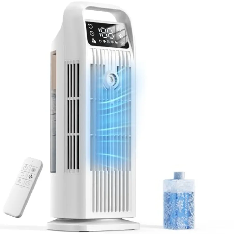 Portable air cooler for home and office use, white plastic evaporative cooler with 4-in-1 functionality, remote control, 120 os
Portable air cooler for home and office use, white plastic evaporative cooler with 4-in-1 functionality, remote control, 120 os