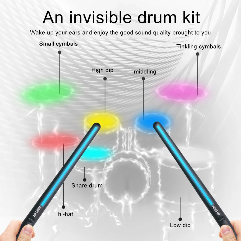 Portable Air Drum Set Air Drum Foot Sensor Bluetooth-Compatible Air Drum Adapter Realistic Effect for Beginners Professionals
Portable Air Drum Set Air Drum Foot Sensor Bluetooth-Compatible Air Drum Adapter Realistic Effect for Beginners Professionals