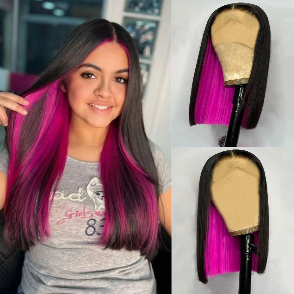 Black And Pink 10-32 Inches Straight Lace Frontal Wig Glueless Synthetic Lace Front Wigs Cosplay for Fashion Women Clearance
Black And Pink 10-32 Inches Straight Lace Frontal Wig Glueless Synthetic Lace Front Wigs Cosplay for Fashion Women Clearance