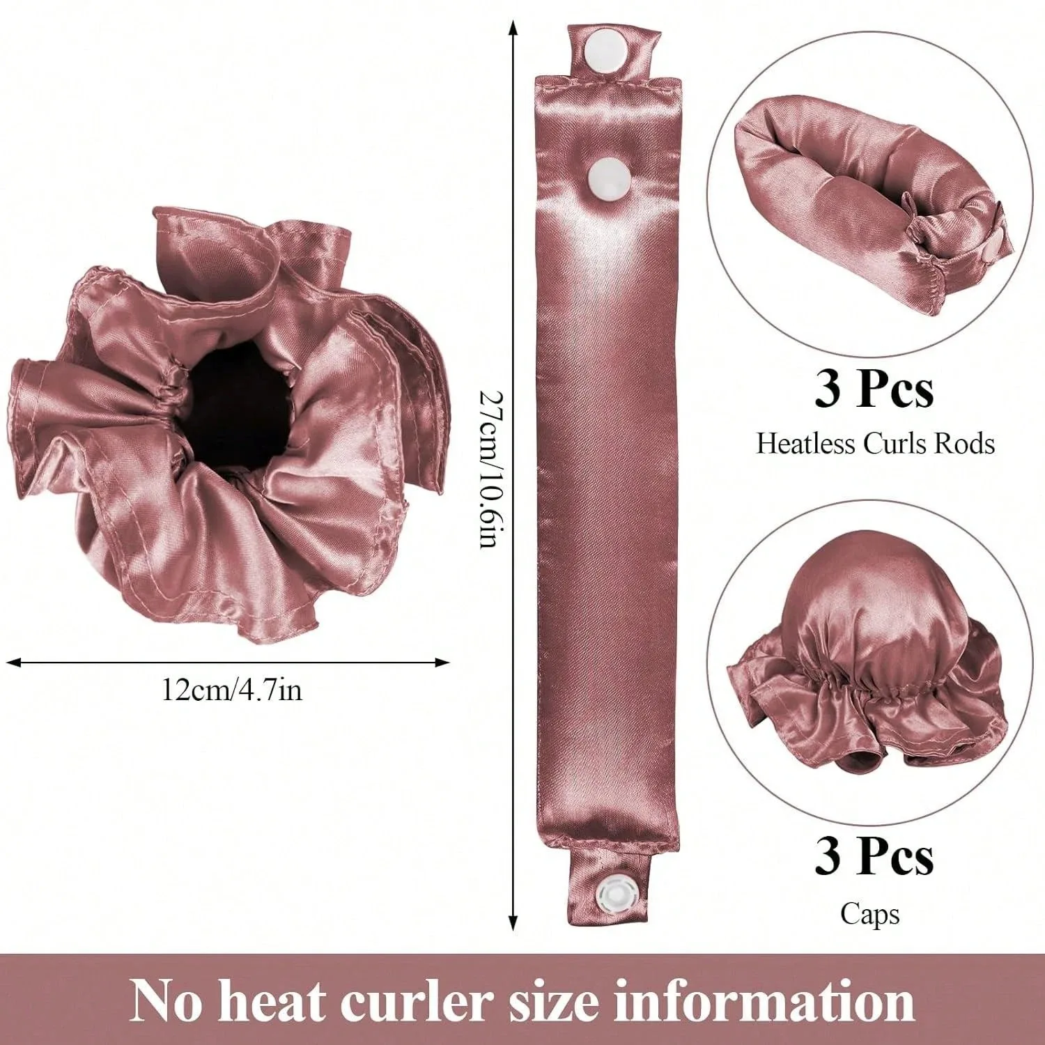 3pc Satin Heatless Curling Rod with Hair Caps, Soft Overnight Curling Rod Headband for Long Hair, DIY Hairstyling Tools
3pc Satin Heatless Curling Rod with Hair Caps, Soft Overnight Curling Rod Headband for Long Hair, DIY Hairstyling Tools