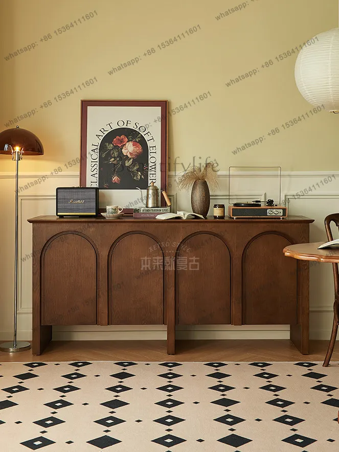 French antique arched door solid wood dining side cabinet retro wall tea cabinet
French antique arched door solid wood dining side cabinet retro wall tea cabinet