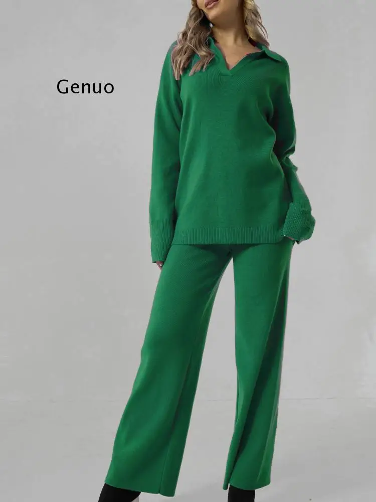 Autumn Winter Knitted Pants Sets Fashion Long Sleeve Sweater Pullover and Slim Wide Leg Pants Two Piece Sets Casual
Autumn Winter Knitted Pants Sets Fashion Long Sleeve Sweater Pullover and Slim Wide Leg Pants Two Piece Sets Casual