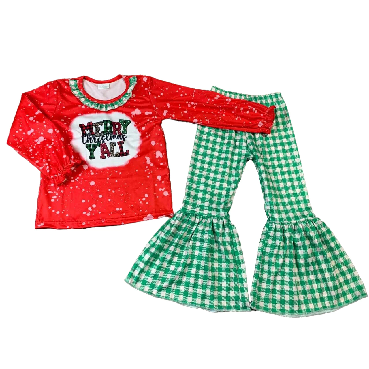 Boutique Christmas Outfits green plaid bell bottoms pants set wholesale kids clothing girls Merry Christmas clothes
Boutique Christmas Outfits green plaid bell bottoms pants set wholesale kids clothing girls Merry Christmas clothes