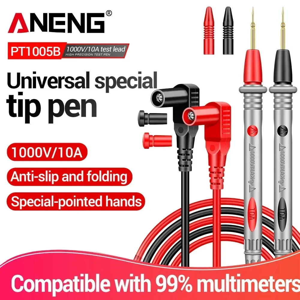 Multimeter Test Leads 1000V 10A ANENG PT1005B Universal Needle Tip Multi Meter Probe Wire Pen Cable for Electrical Testing Tools
Multimeter Test Leads 1000V 10A ANENG PT1005B Universal Needle Tip Multi Meter Probe Wire Pen Cable for Electrical Testing Tools