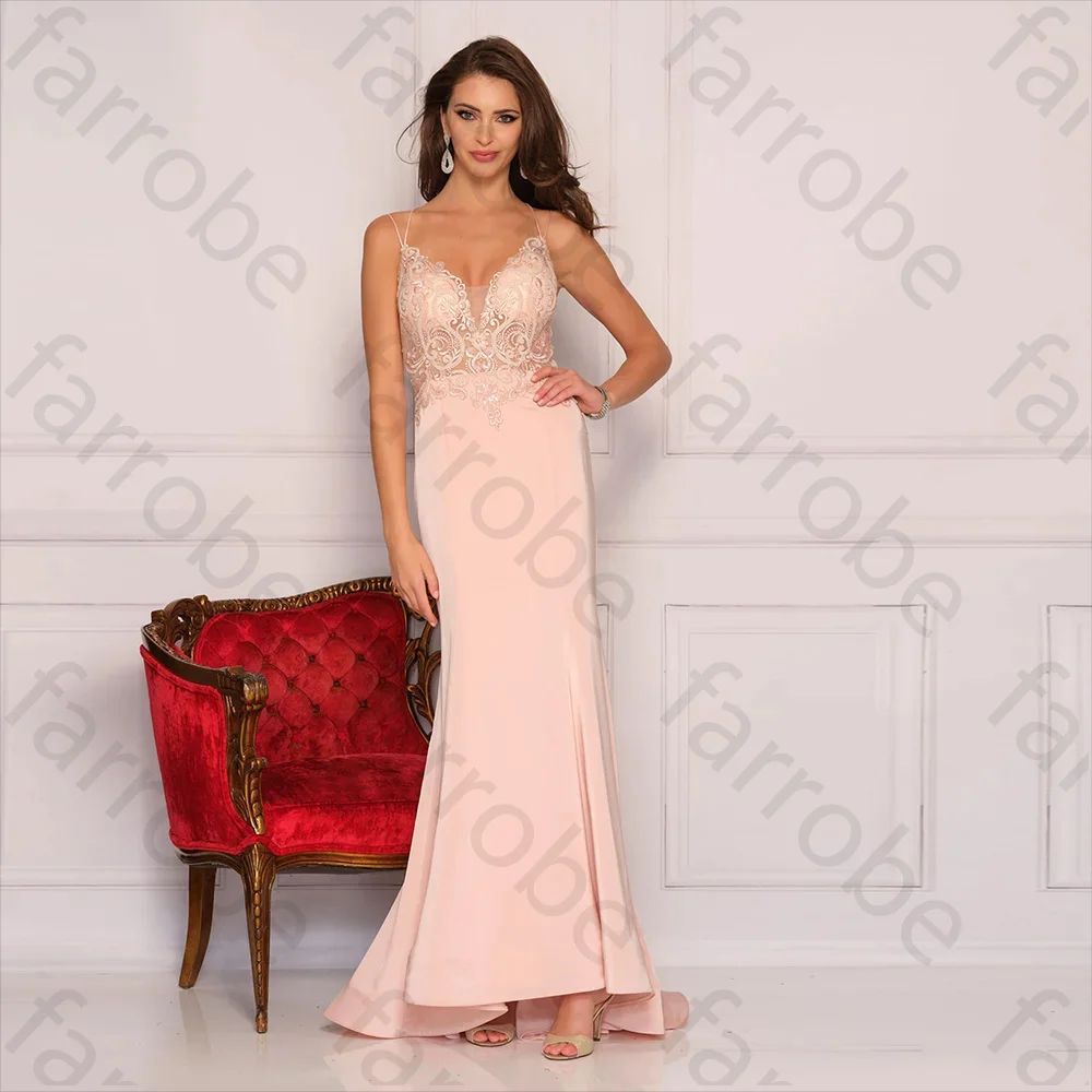 Customized Sexy Lace Long Evening Dresses Nude Color V Neck Satin Mermaid Backless Banquet Formal Prom Gown Robes De Soirée
Customized Sexy Lace Long Evening Dresses Nude Color V Neck Satin Mermaid Backless Banquet Formal Prom Gown Robes De Soirée