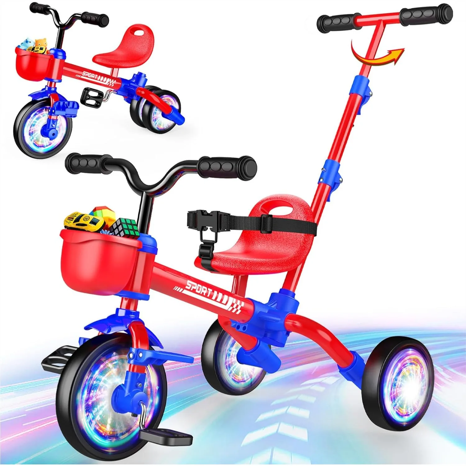 5 in 1 Toddler Bike for 1-5 Year Old, Tricycle with Push Handle, Convertible Balance Bike, Bicycle, Light Up Wheels, Detachable
5 in 1 Toddler Bike for 1-5 Year Old, Tricycle with Push Handle, Convertible Balance Bike, Bicycle, Light Up Wheels, Detachable