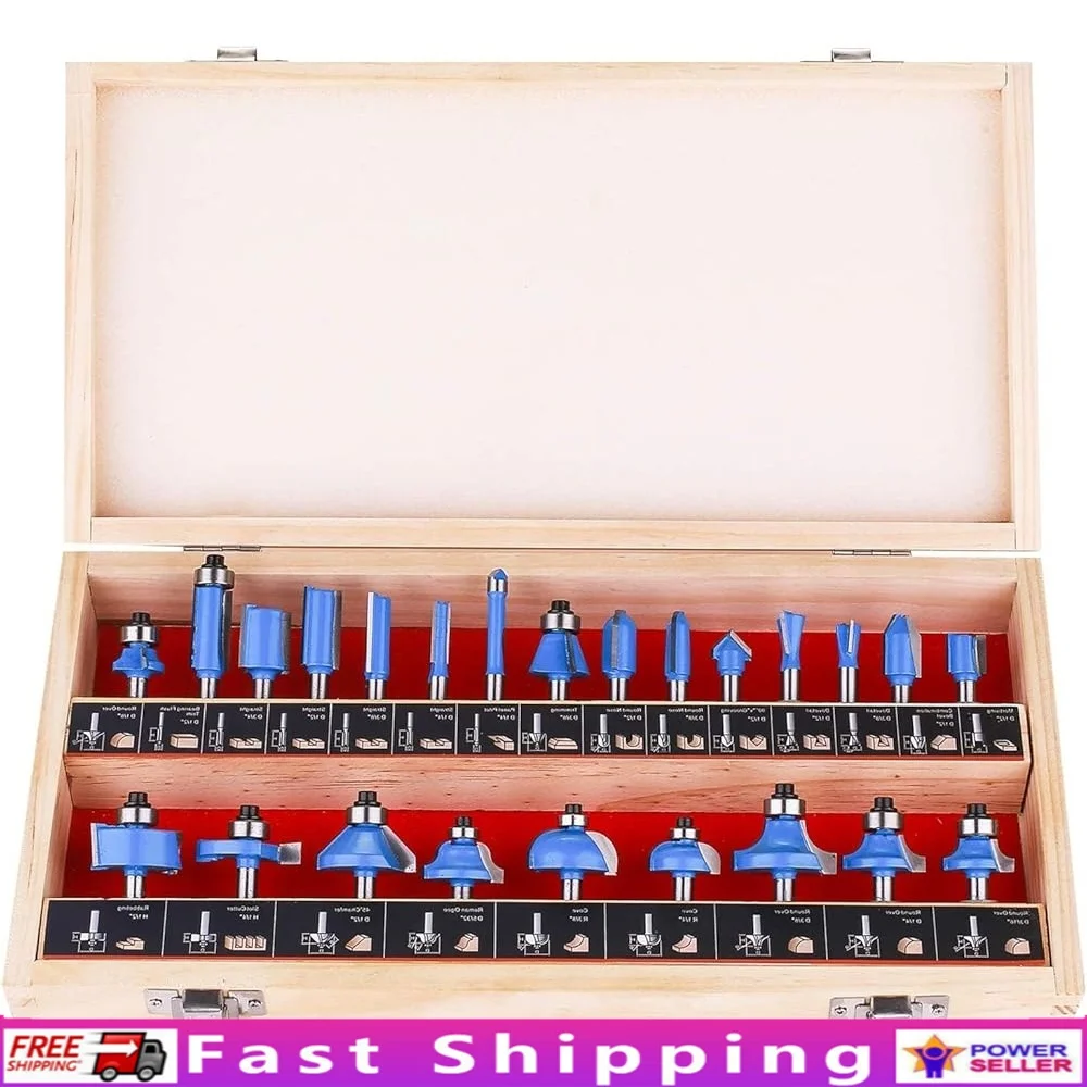 24Pcs Router Bits Set 1/4 Inch Shank Alloy Blade Durable Tools Woodworking Safe Installation Anti Kickback Storage Case
24Pcs Router Bits Set 1/4 Inch Shank Alloy Blade Durable Tools Woodworking Safe Installation Anti Kickback Storage Case
