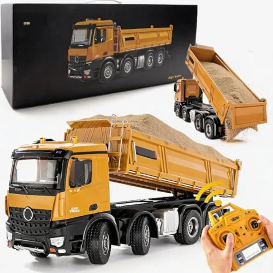 Remote control dump truck for outdoor use, metal construction, gray, 20-inch size with 12-channel remote, 1/14 scale, 13 lbs lo
Remote control dump truck for outdoor use, metal construction, gray, 20-inch size with 12-channel remote, 1/14 scale, 13 lbs lo