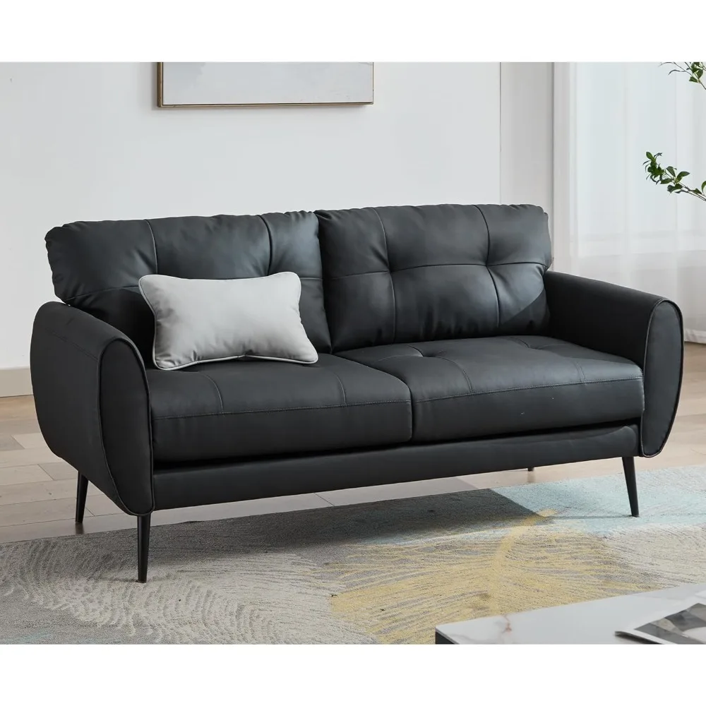 Sofa Couch 61" Small Loveseat Couches for Living Room, Black Faux Leather Couch Mid Century Modern Tufted Mini Sofa Comfy Office
Sofa Couch 61" Small Loveseat Couches for Living Room, Black Faux Leather Couch Mid Century Modern Tufted Mini Sofa Comfy Office