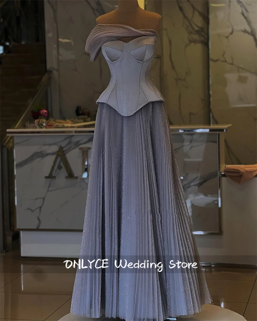 Glitter Grey Elegant Pleats Prom Gown Evening Dress Off Shoulder Party Prom Dress For Women Robes De Soirée Customized
Glitter Grey Elegant Pleats Prom Gown Evening Dress Off Shoulder Party Prom Dress For Women Robes De Soirée Customized