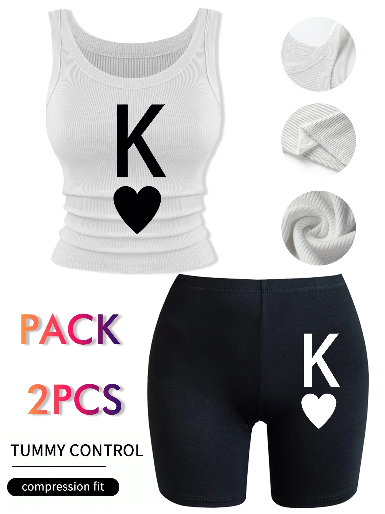 Комплект: укороченный топ с принтом буквы K и облегающие шорты для женщин, повседневный летний комплект из хлопка с круглым вырезом, подчеркивающий талию
Комплект: укороченный топ с принтом буквы K и облегающие шорты для женщин, повседневный летний комплект из хлопка с круглым вырезом, подчеркивающий талию