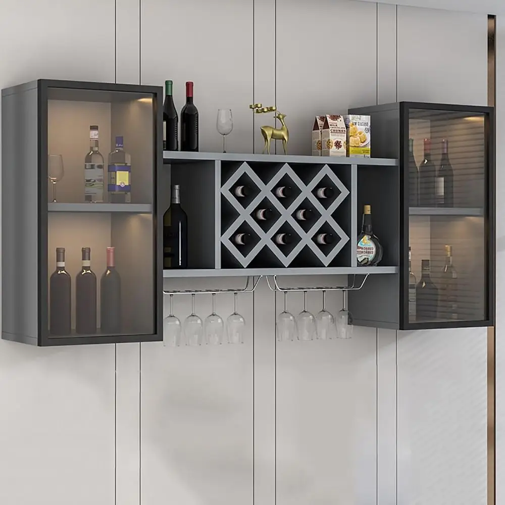 Wall Mount Wine Rack Wall-Mounted Wine Cabinet with Horizontal Storage and eycomb Grid, eaturing Glass Do,and Upside-Down Wine G
Wall Mount Wine Rack Wall-Mounted Wine Cabinet with Horizontal Storage and eycomb Grid, eaturing Glass Do,and Upside-Down Wine G