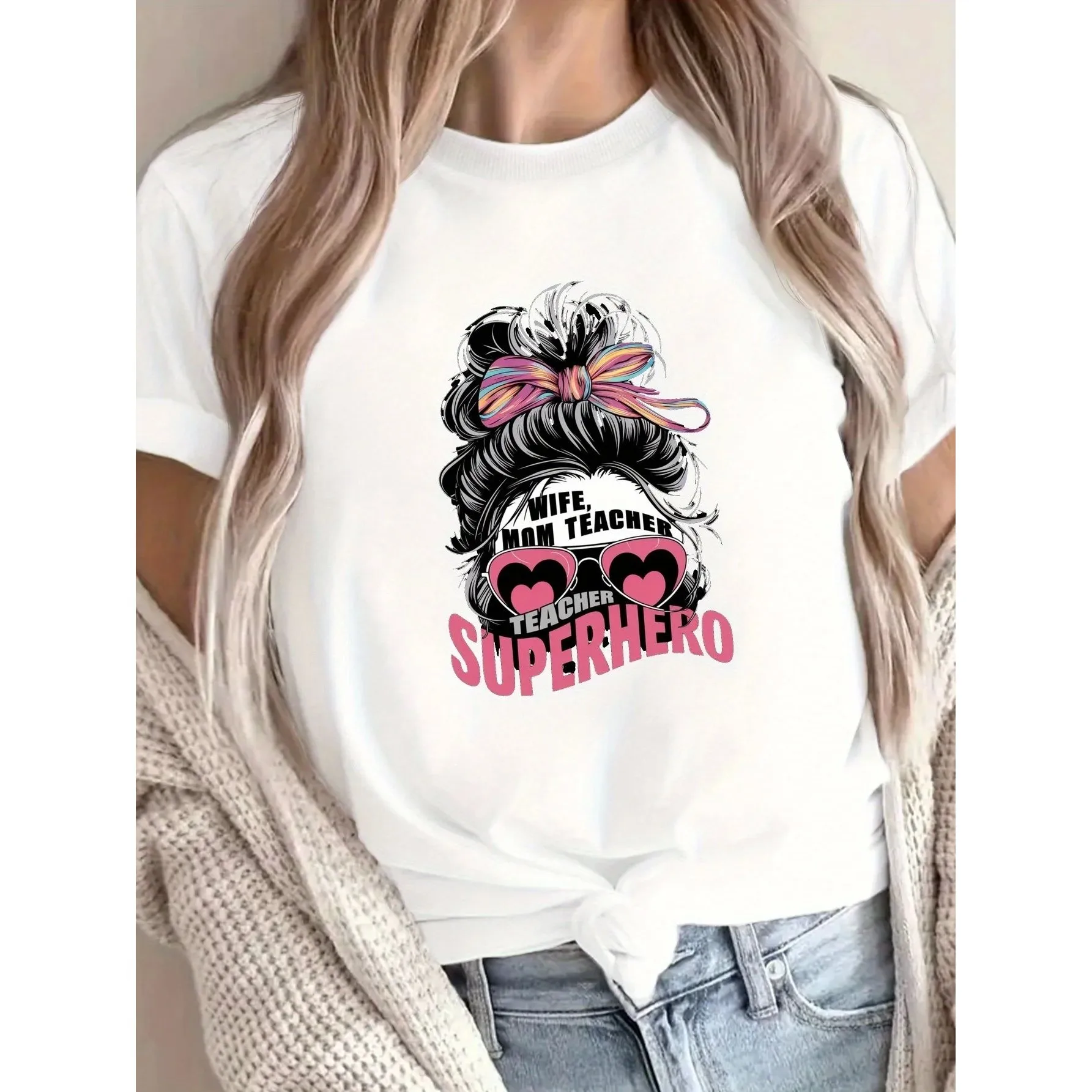 Женская футболка из чистого хлопка с супергероем, женской учителем, удобная, настраиваемая, с ручной росписью, повседневный топ Faion
Женская футболка из чистого хлопка с супергероем, женской учителем, удобная, настраиваемая, с ручной росписью, повседневный топ Faion