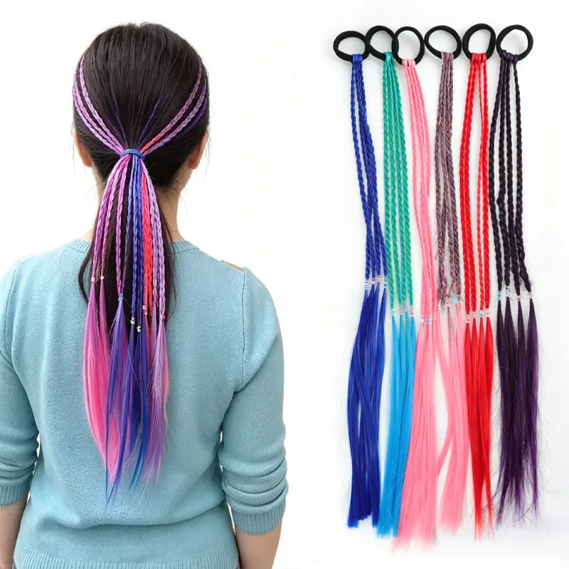 Colored Braided Ponytail Extension Elastic Hair Tie Rainbow Synthetic Hair Braids for Kids Girls Festival Party Cosplay
Colored Braided Ponytail Extension Elastic Hair Tie Rainbow Synthetic Hair Braids for Kids Girls Festival Party Cosplay