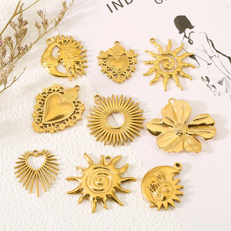 5pcs/lot Stainless Steel Smile Heart Flower Sun Charms Big Pendants for Necklace Jewelry Making DIY Women Jewelry Finding Bulk
5pcs/lot Stainless Steel Smile Heart Flower Sun Charms Big Pendants for Necklace Jewelry Making DIY Women Jewelry Finding Bulk