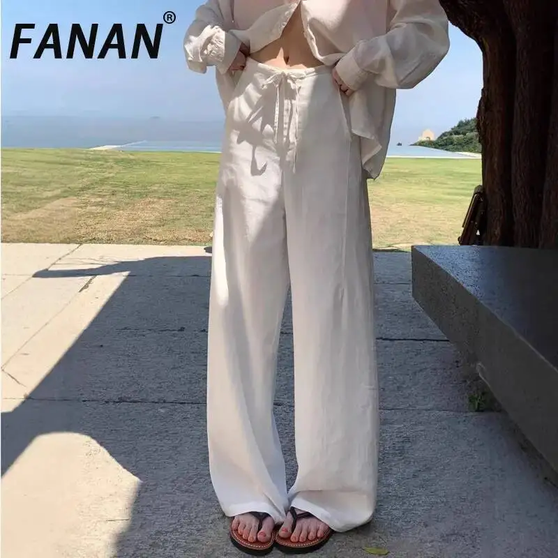 FANAN Linen Wide-leg Pants For Women 2026 Summer New Thin High-waisted Loose Drawstring High Waist Trousers Minimalism Clothing
FANAN Linen Wide-leg Pants For Women 2026 Summer New Thin High-waisted Loose Drawstring High Waist Trousers Minimalism Clothing
