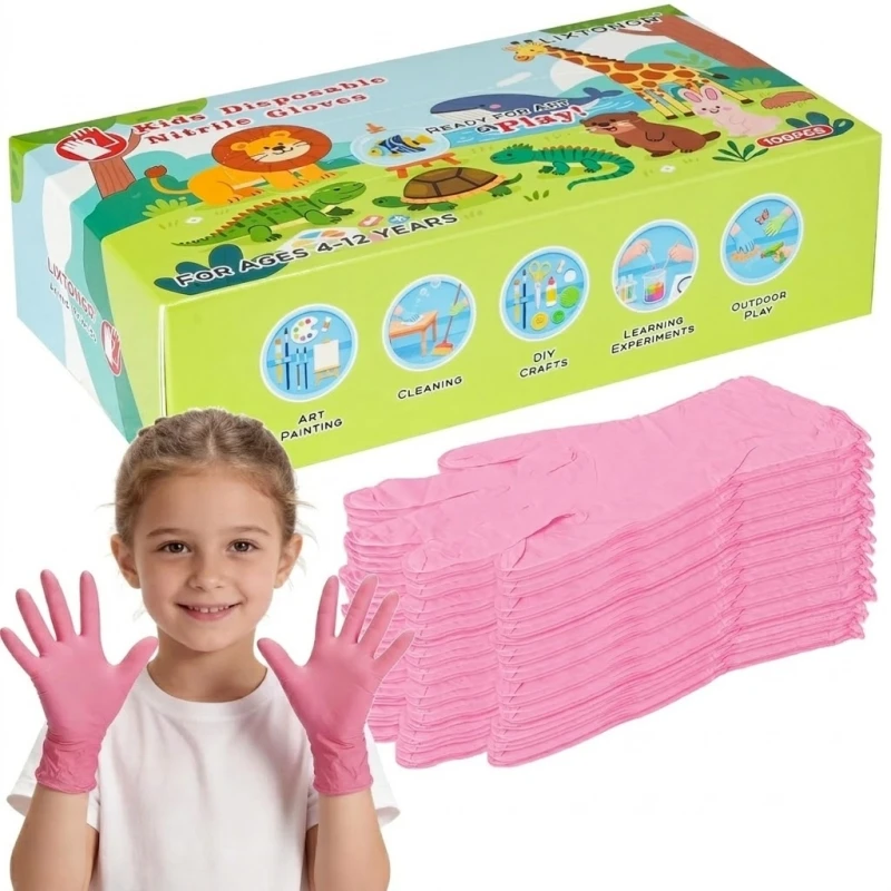 Kids Pink Disposable Nitrile Gloves for Ages 4-12 XSmall Powder Latex Free Child Work Gloves for Painting Crafting Yard Festival
Kids Pink Disposable Nitrile Gloves for Ages 4-12 XSmall Powder Latex Free Child Work Gloves for Painting Crafting Yard Festival