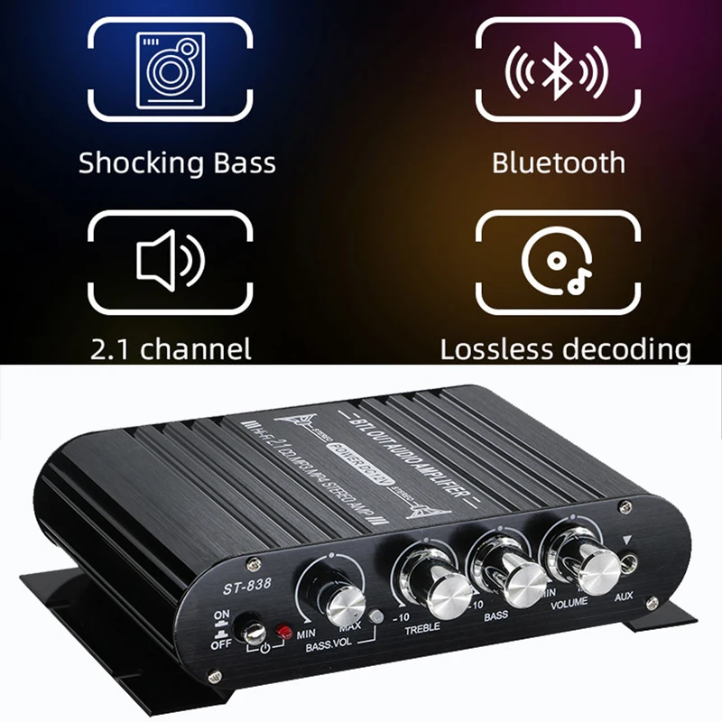 2.1CH 20W×2(L/R)+40W(sub) Class D Stereo Digital Audio Amp with Subwoofer Output for home/car/marine/outdoor passive speakers
2.1CH 20W×2(L/R)+40W(sub) Class D Stereo Digital Audio Amp with Subwoofer Output for home/car/marine/outdoor passive speakers