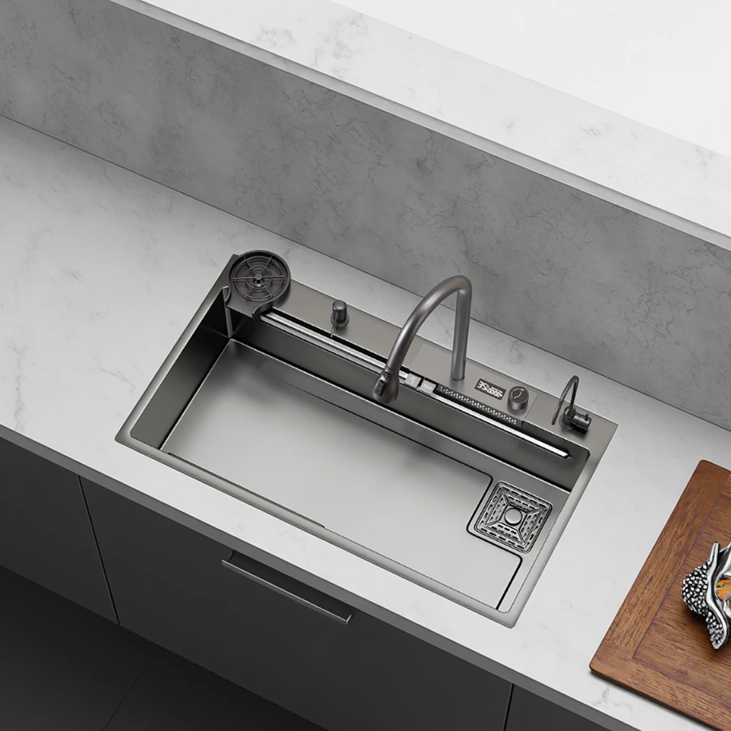 304 Stainless Steel Integrated Sink, Modern Kitchen Sink, Thickened 4mm, Manual Sink with Digital Display
304 Stainless Steel Integrated Sink, Modern Kitchen Sink, Thickened 4mm, Manual Sink with Digital Display