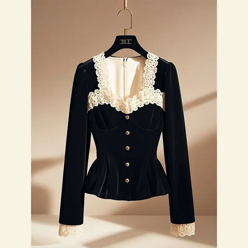 Vintage Luxury Lace Long sleeve Velvet Top Women Elegant Ladies Sequin Tunic Shirt Female Office Party Wear Top 2024 Korean New
Vintage Luxury Lace Long sleeve Velvet Top Women Elegant Ladies Sequin Tunic Shirt Female Office Party Wear Top 2024 Korean New
