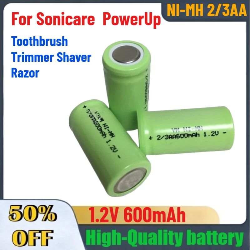 1.2V 600mAh NI-MH 2/3AA Rechargeable Battery for Sonicare PowerUp Toothbrush Trimmer Shaver Razor Accessories & Parts In Stock
1.2V 600mAh NI-MH 2/3AA Rechargeable Battery for Sonicare PowerUp Toothbrush Trimmer Shaver Razor Accessories & Parts In Stock