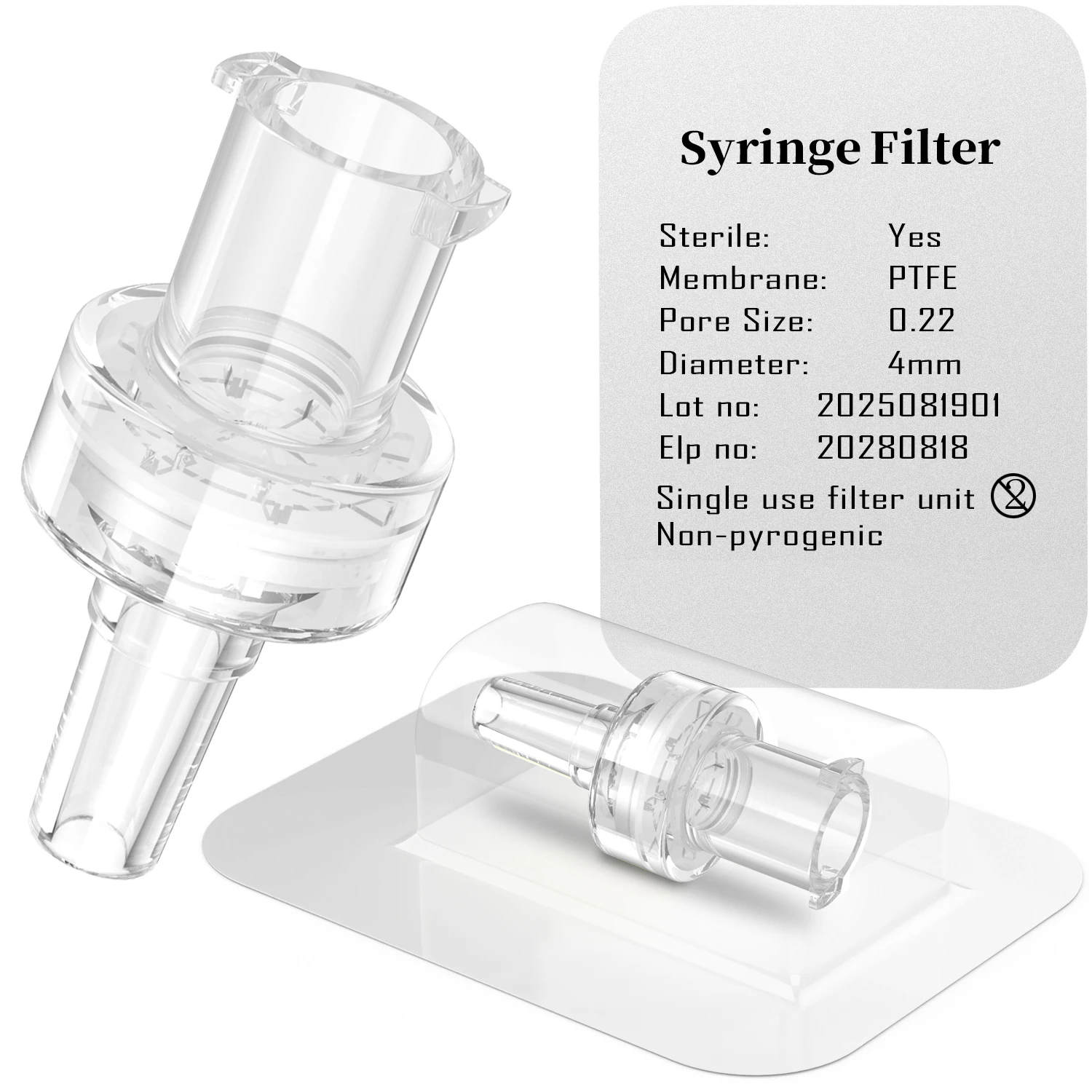 Стерильные шприцевые фильтры, гидрофильная мембрана из ПТФЭ, размер пор 0,22 мкм, диаметр 4 мм, для лабораторий, в индивидуальной упаковке
Стерильные шприцевые фильтры, гидрофильная мембрана из ПТФЭ, размер пор 0,22 мкм, диаметр 4 мм, для лабораторий, в индивидуальной упаковке