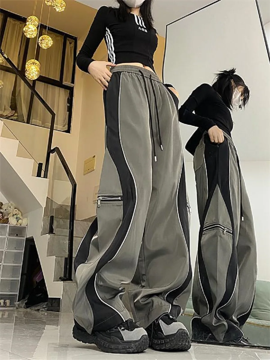 Simple Ultra-loose Contrasting Spliced Sports Work Pants Women Men Women High-waisted Straight Wide-leg Casual Trousers
Simple Ultra-loose Contrasting Spliced Sports Work Pants Women Men Women High-waisted Straight Wide-leg Casual Trousers