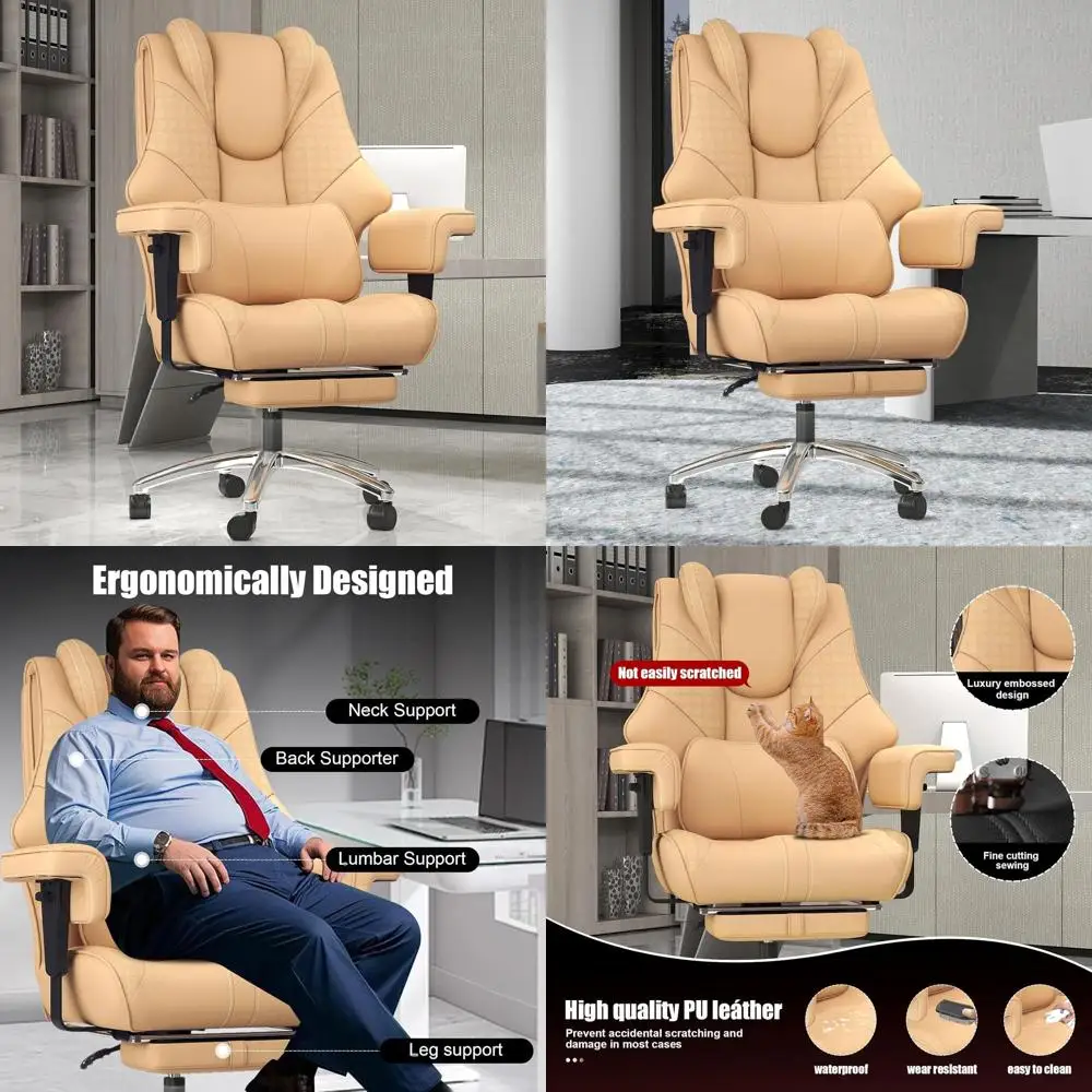 Эргономичное кожаное кресло руководителя для высоких и крупных людей, грузоподъемность 600 фунтов, подставка для ног, поясничная опора, поворотные колесики, коричневый цвет
Эргономичное кожаное кресло руководителя для высоких и крупных людей, грузоподъемность 600 фунтов, подставка для ног, поясничная опора, поворотные колесики, коричневый цвет