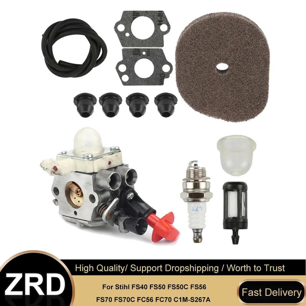 Replacement Carburetor Kit for STIHL Trimmer - C1M-S267A Fits FS40 FS50 FS50C FS56 FS70 FS70C FC56 FC70 Series
Replacement Carburetor Kit for STIHL Trimmer - C1M-S267A Fits FS40 FS50 FS50C FS56 FS70 FS70C FC56 FC70 Series