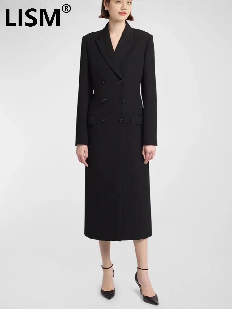 LISM Fashion Black Woolen Coat Women's Lapel Slim Fit Double Breasted Long Sleeve Blends Overcoat Winter 2024 New Tide
LISM Fashion Black Woolen Coat Women's Lapel Slim Fit Double Breasted Long Sleeve Blends Overcoat Winter 2024 New Tide