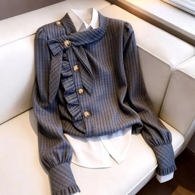 French retro temperament plaid long-sleeved shirt women's clothing 2026 spring new casual commuter royal sister shirt top
French retro temperament plaid long-sleeved shirt women's clothing 2026 spring new casual commuter royal sister shirt top