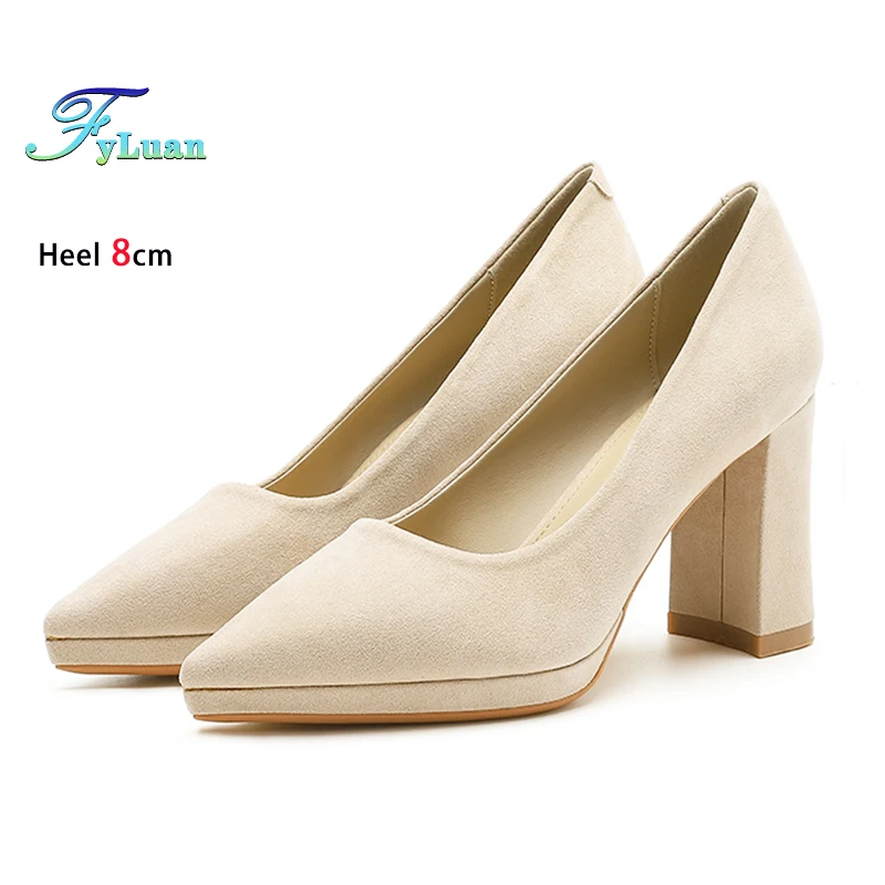 Женские замшевые туфли абрикосового цвета на высоком каблуке 8 см, удобные туфли-лодочки на квадратном каблуке, модные элегантные женские офисные туфли с острым носком
Женские замшевые туфли абрикосового цвета на высоком каблуке 8 см, удобные туфли-лодочки на квадратном каблуке, модные элегантные женские офисные туфли с острым носком