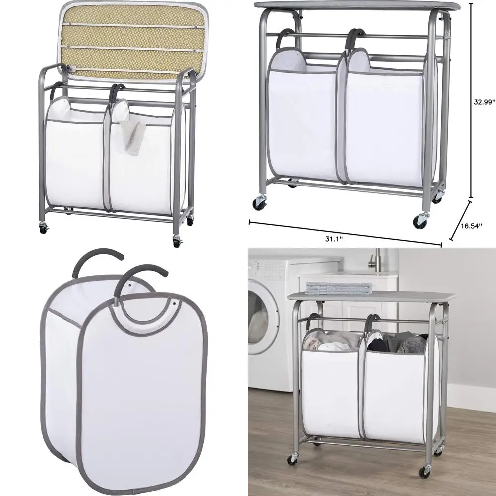 Органайзер для прачечной 3-в-1: складной стол, гладильная доска и корзина для одежды, полотенец и хранения вещей
Органайзер для прачечной 3-в-1: складной стол, гладильная доска и корзина для одежды, полотенец и хранения вещей