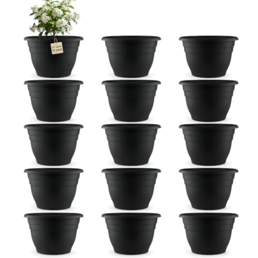 15 Pack Plant Pots with Drainage Holes, Plastic Flower Pots with Hanging Holes, Durable Planters for door and Outdoor Plants, N
15 Pack Plant Pots with Drainage Holes, Plastic Flower Pots with Hanging Holes, Durable Planters for door and Outdoor Plants, N