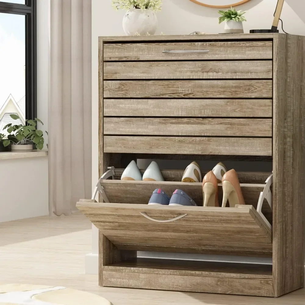 Shoe Storage Cabinet with 2 Flip Drawers for Entryway, Modern, Freestanding Rack Organizer
Shoe Storage Cabinet with 2 Flip Drawers for Entryway, Modern, Freestanding Rack Organizer