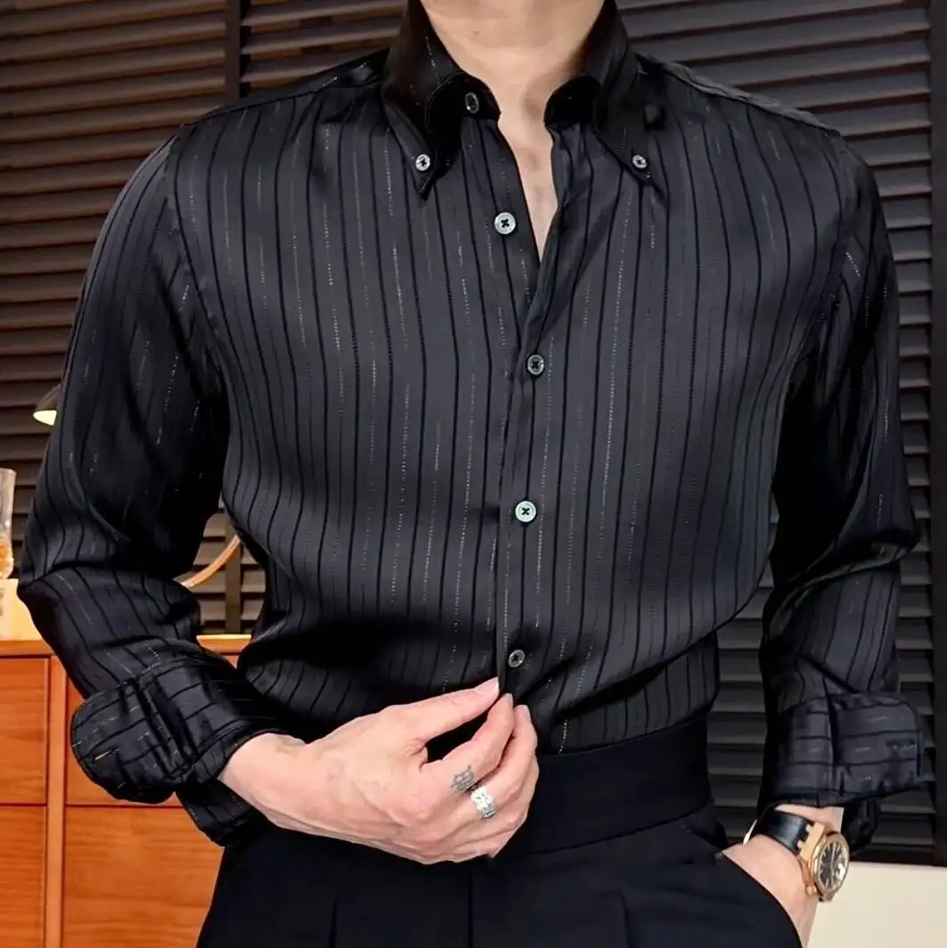 Men Shirt Casual Slim Fit Casual Striped Shirt Men Premium Draped Casual Business Formal Hidden Button Shirt Camisas Para Hombre
Men Shirt Casual Slim Fit Casual Striped Shirt Men Premium Draped Casual Business Formal Hidden Button Shirt Camisas Para Hombre