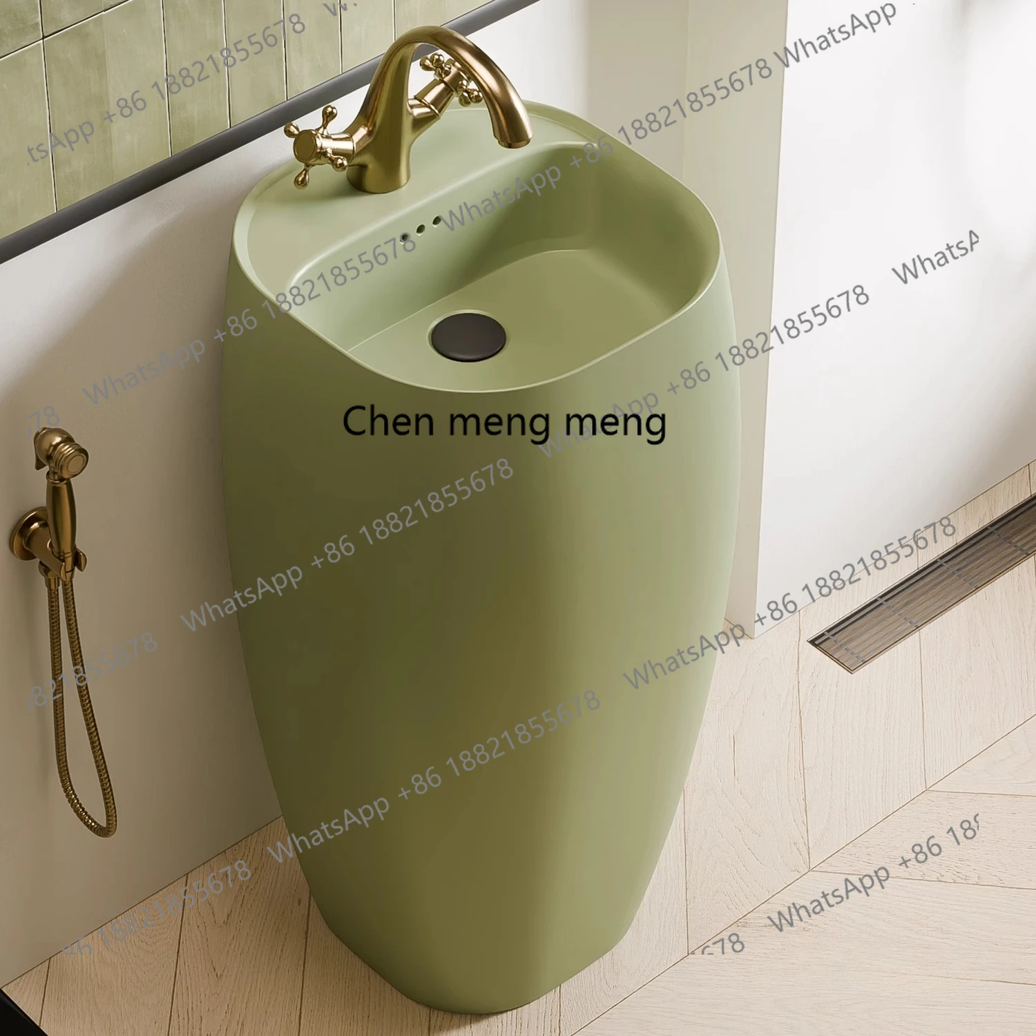 Retro green integrated floor-to-ceiling ceramic column basin, bathroom hand washing, washbasin
Retro green integrated floor-to-ceiling ceramic column basin, bathroom hand washing, washbasin